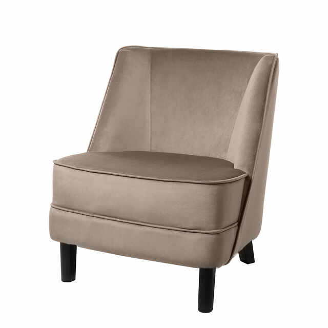 DAVE scaun, velvet, taupe, picioare de lemn h.81 cm