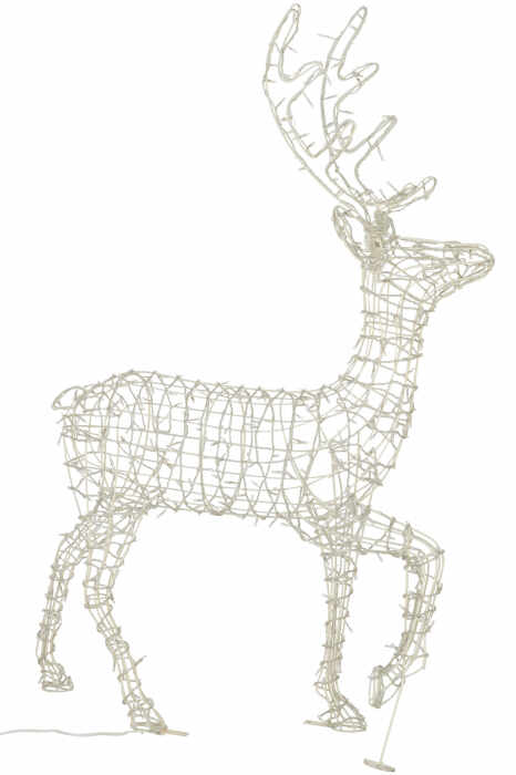Decoratiune Reindeer LED, Metal Fier, Alb, 93x42x105 cm