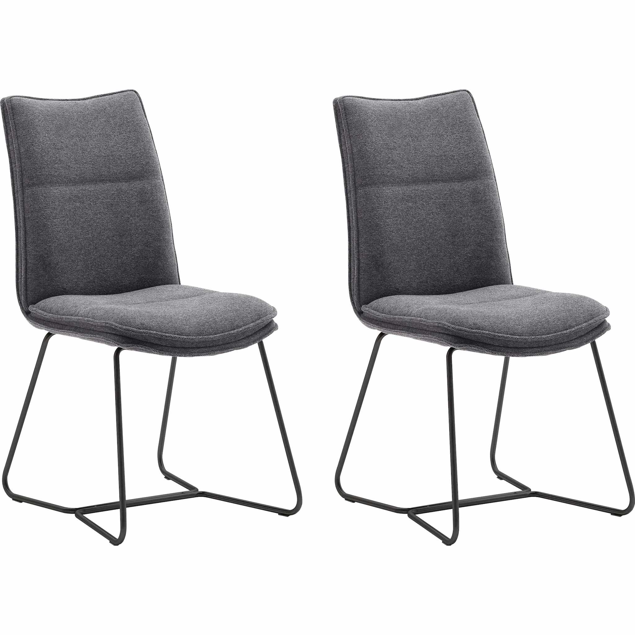Set 2 scaune tapitate cu stofa si picioare metalice, Hampton I Antracit / Negru, l48xA65xH94 cm