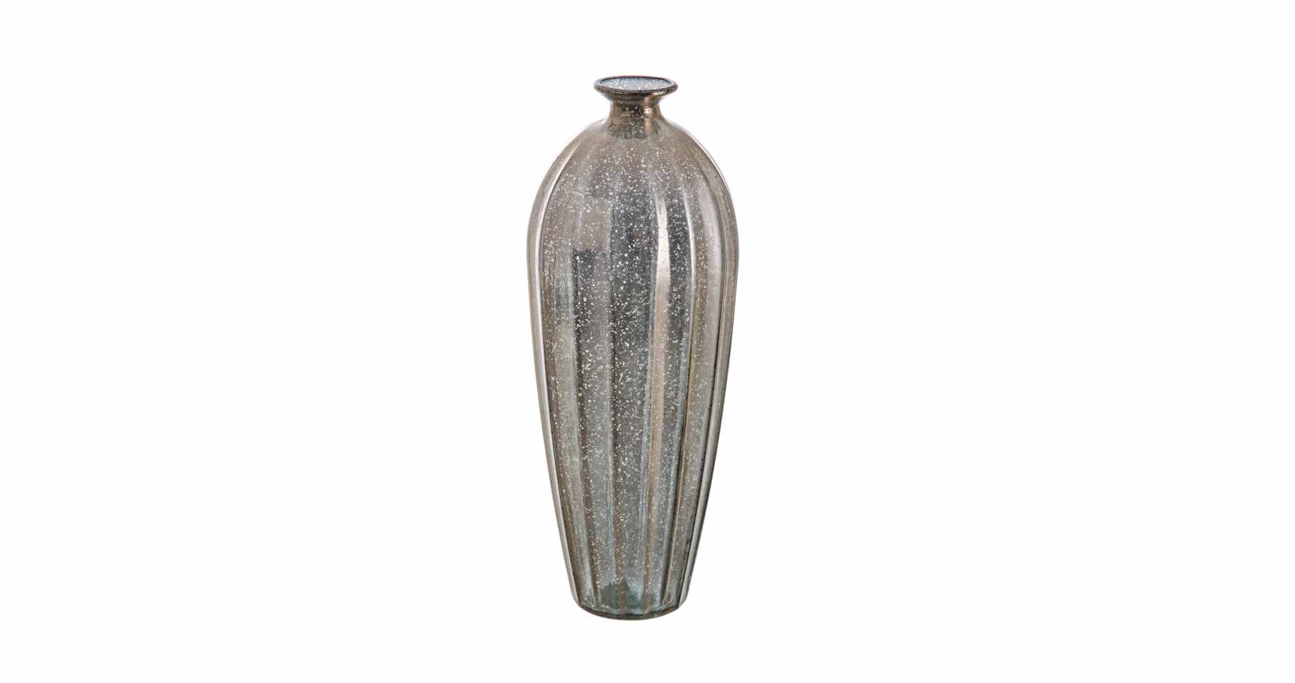 Vaza decorativa din sticla, Lux Gri, Ø22xH56 cm