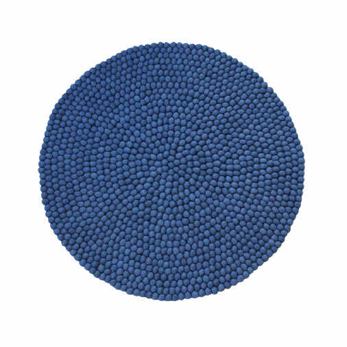 Covor rotund Gaener, lana, albastru, 140 cm