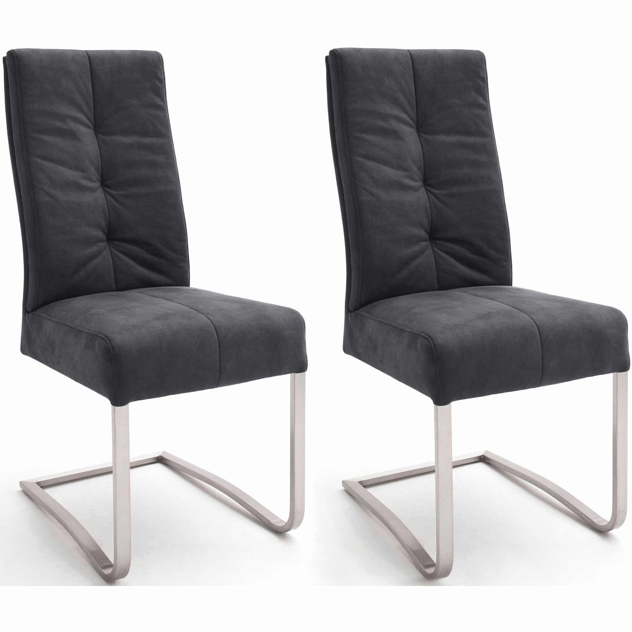 Set 2 scaune tapitate cu stofa si picioare metalice, Salva I Negru / Crom, l45xA63xH102 cm