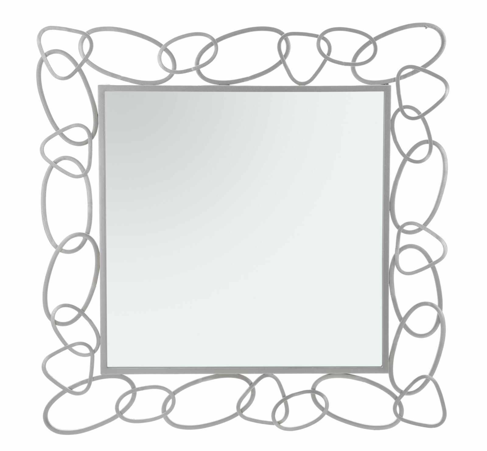 Oglinda decorativa cu rama metalica, Silver Chain Argintiu, l84xH84 cm