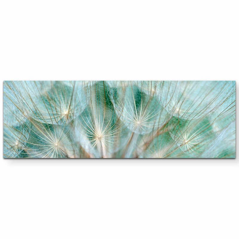Tablou Dandelion, panza, verde/alb, 40 x 120 cm