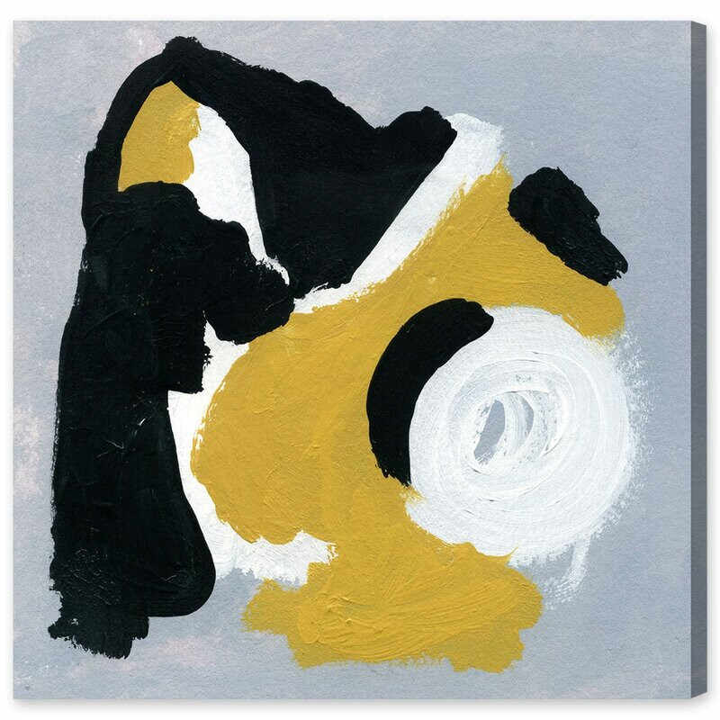 Tablou Toca Discos, panza, negru/alb/galben, 109 x 109 cm
