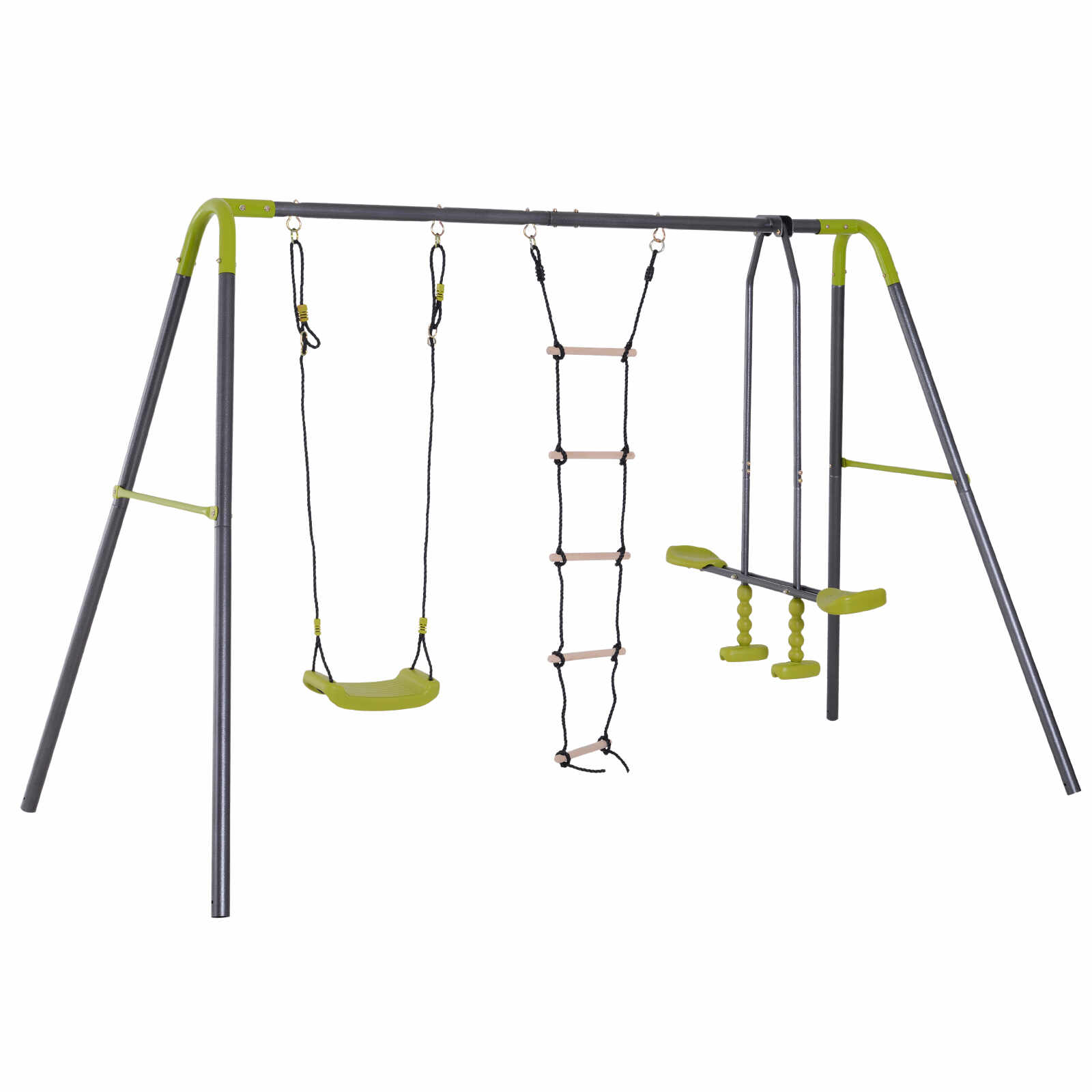 HomCom, loc de joaca copii, metal, 295x138x180 cm, verde | Aosom Ro