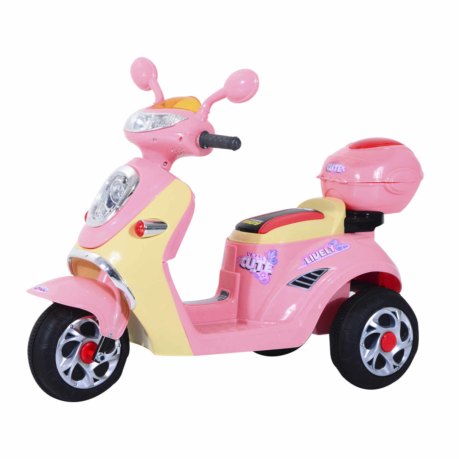 Homcom Motoreta Tricicleta Electrica pentru Fetite 6V cu Lumini si Muzica, Roz