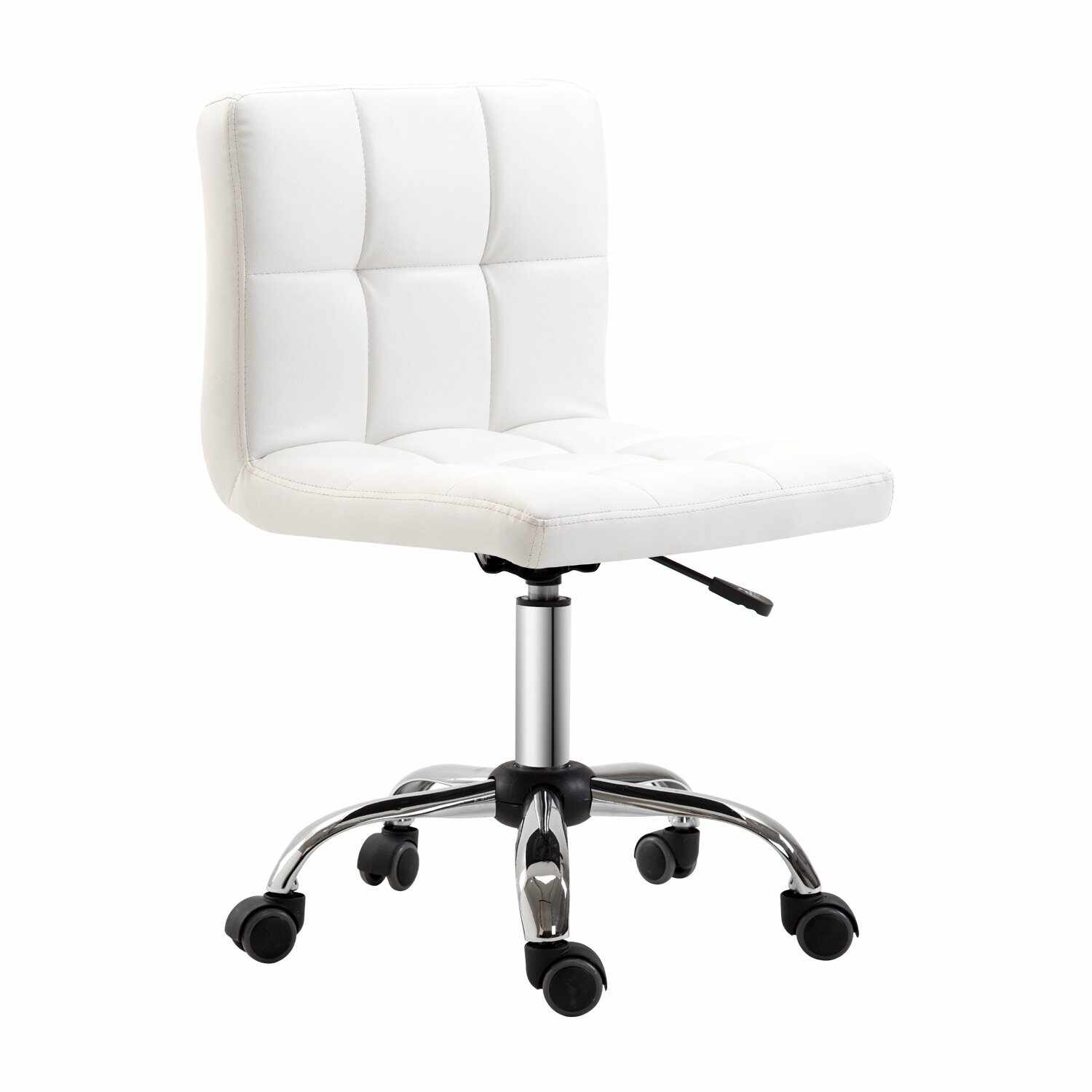 HomCom scaun rotativ din piele sintetica, 46x51x76-88cm, alb | Aosom Ro
