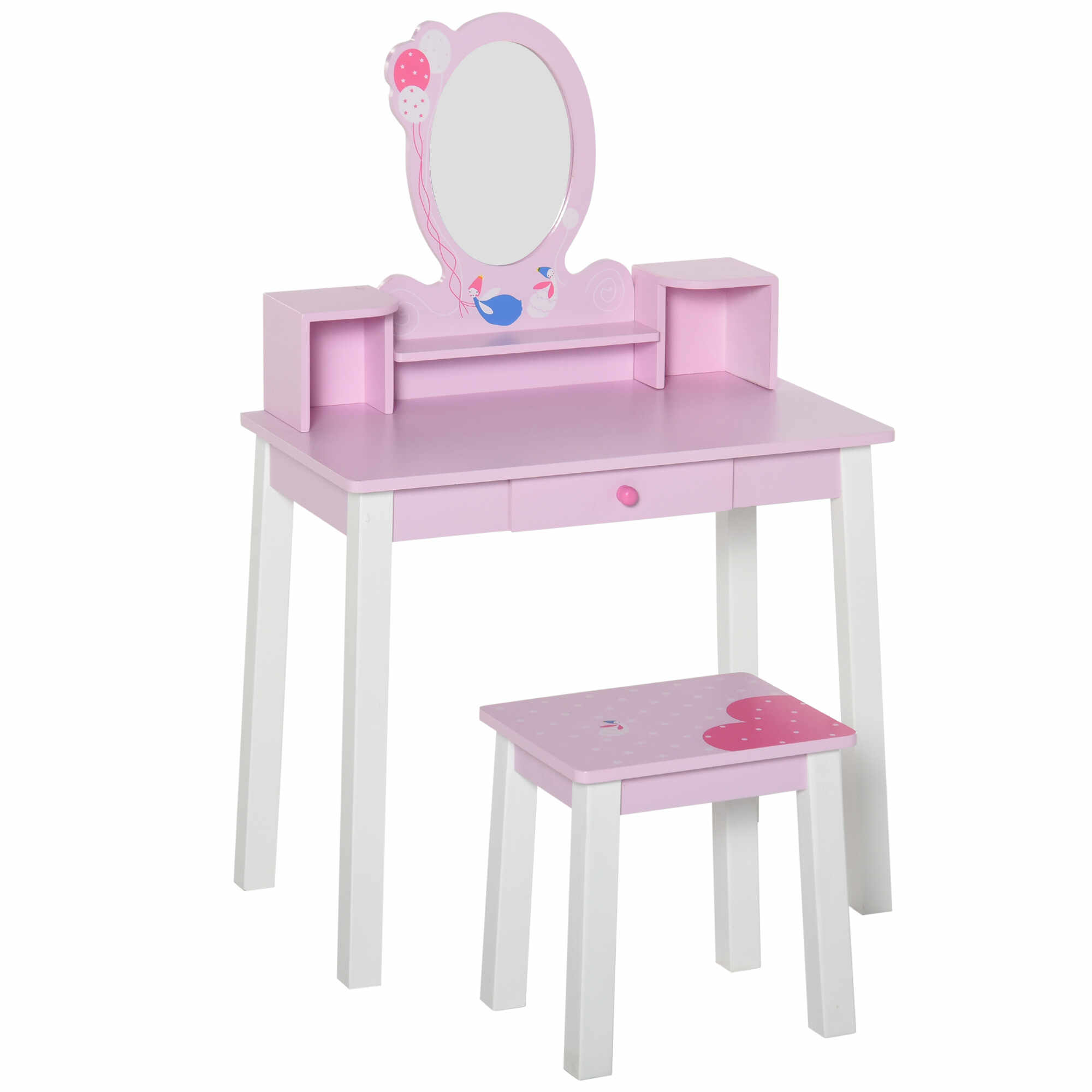 HomCom set masa de toaleta cu oglinda si scaun, 60x34x93 cm | AOSOM RO