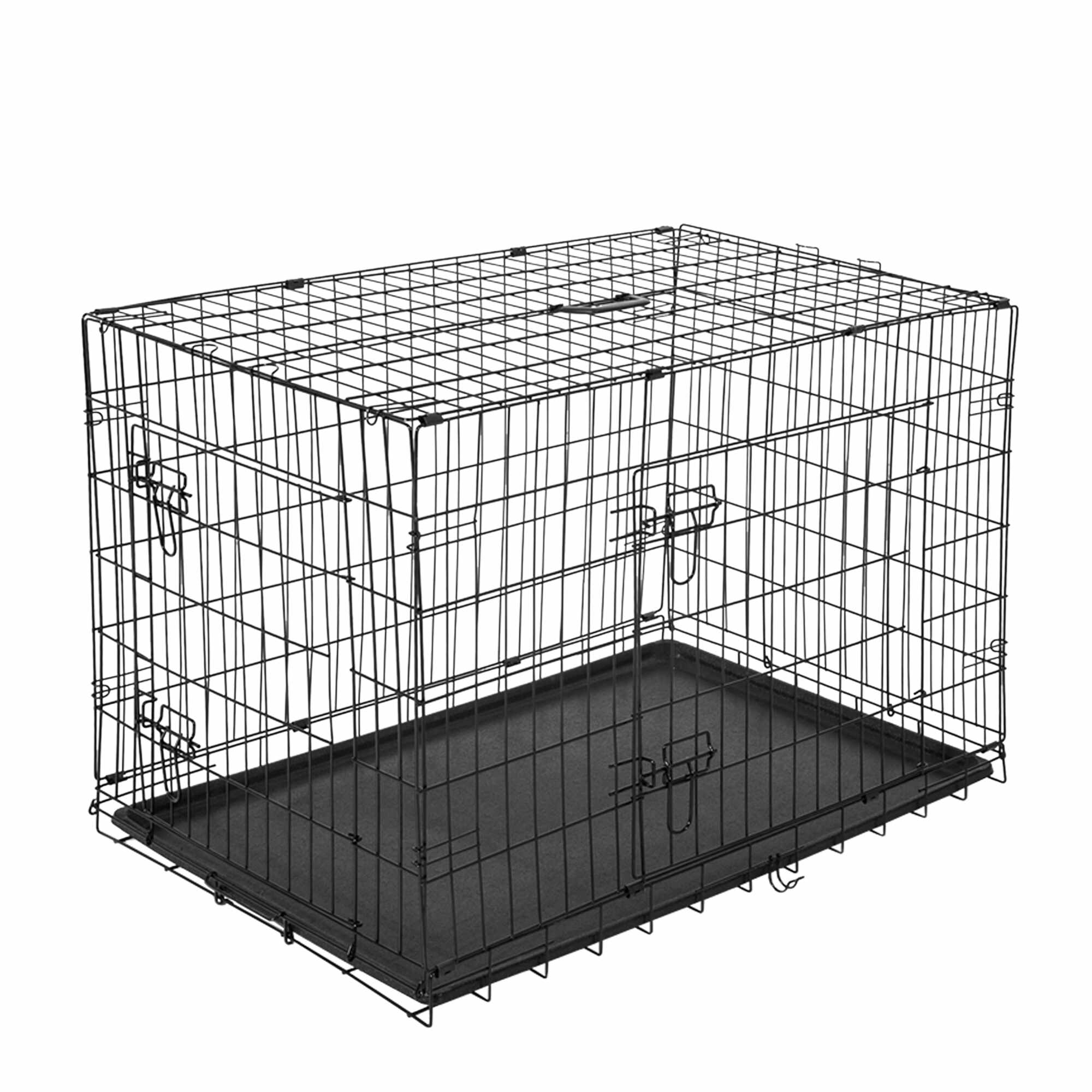 PawHut Cușcă Transport din Oțel pentru Animale, Pliabilă, Negru, 122x77x82cm