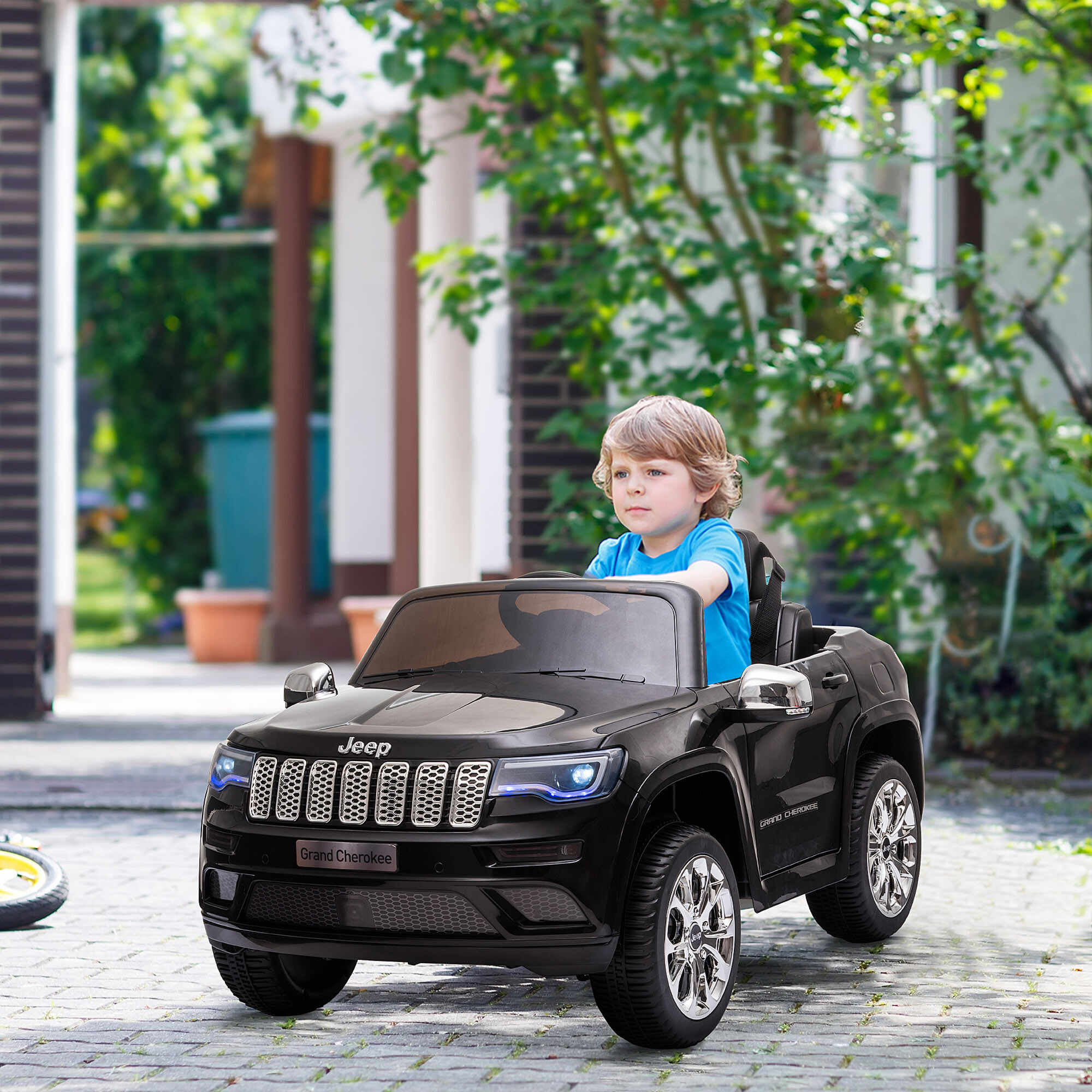 HOMCOM Masina electrica Jeep pentru Copii 12V, Conducere Manuala si cu Telecomanda Viteza 0-3km/h, 114x76x58cm, Negru
