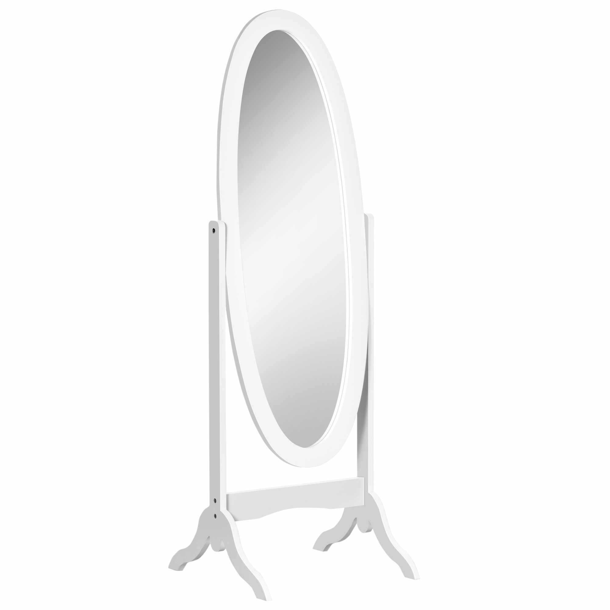 HomCom oglinda reglabila cu suport, 47.5x45.5x154.5cm, alba | Aosom Ro