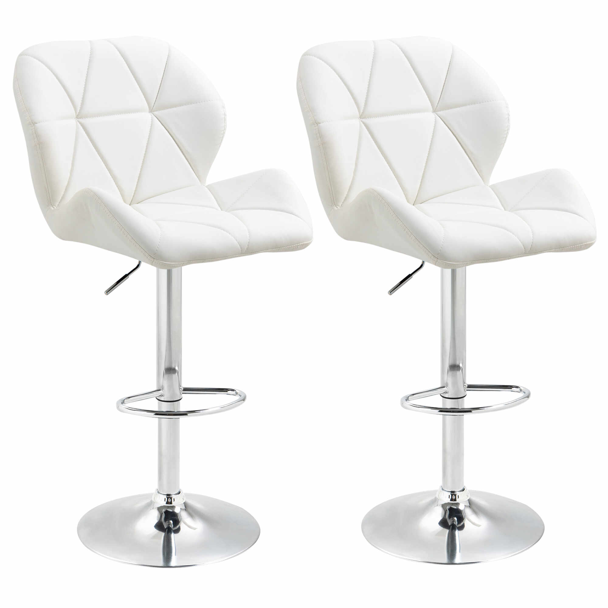 HomCom set 2 scaune de bar pivotante, albe | AOSOM RO