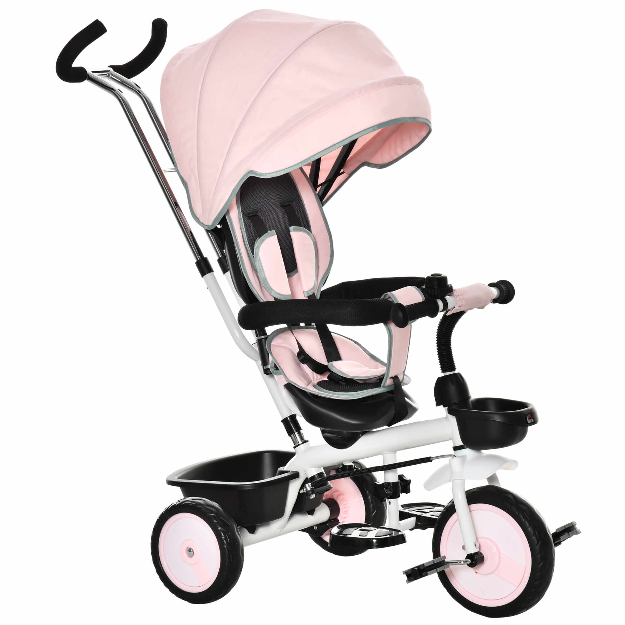 HomCom tricicleta 2 in 1 pentru copii, 100x48x106 cm, roz | Aosom Ro