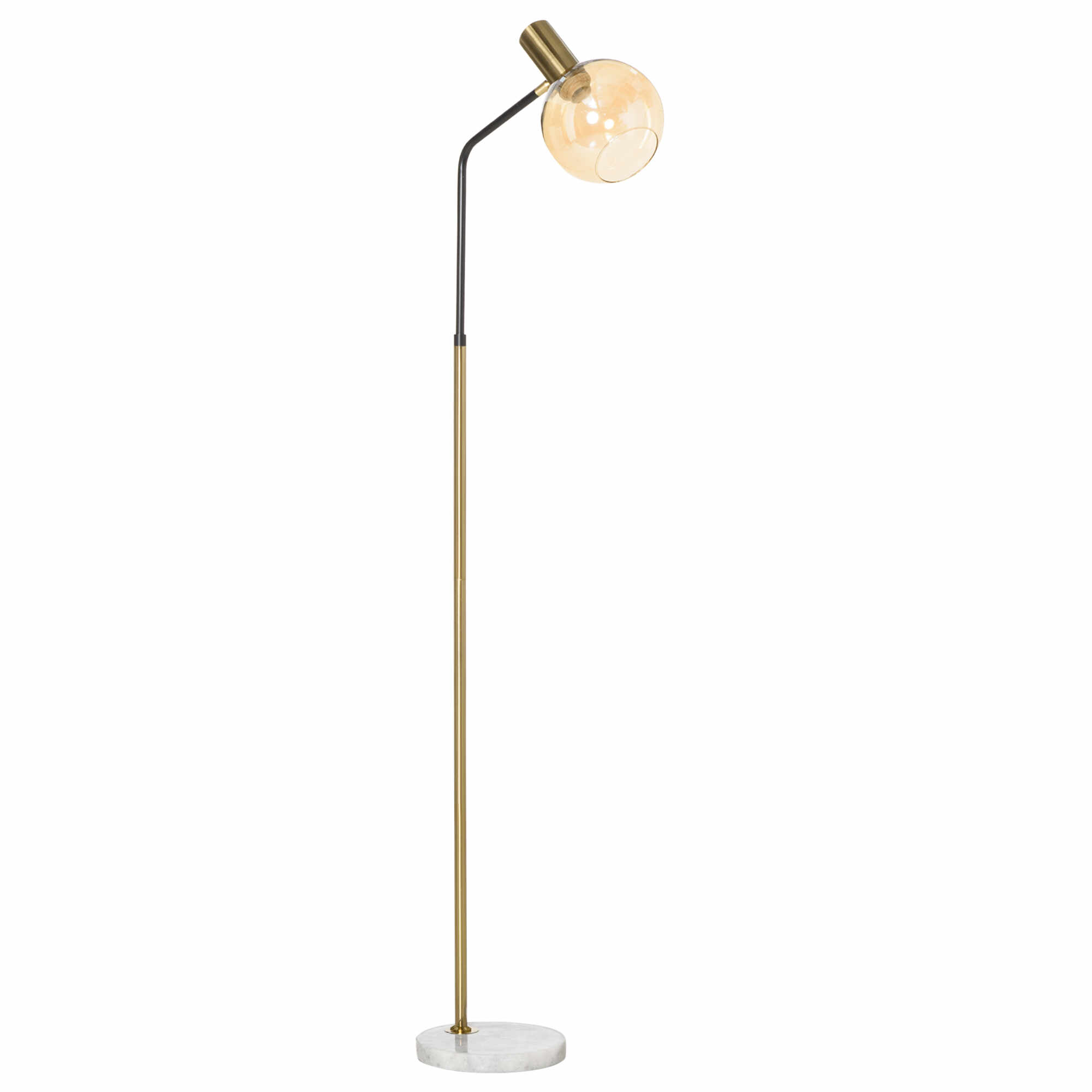 Lampa de Podea Moderna din Metal HOMCOM, Lampa de Design cu Abajur din Sticla pentru Becuri E27 40W, 50x25x160cm, Negru si Auriu