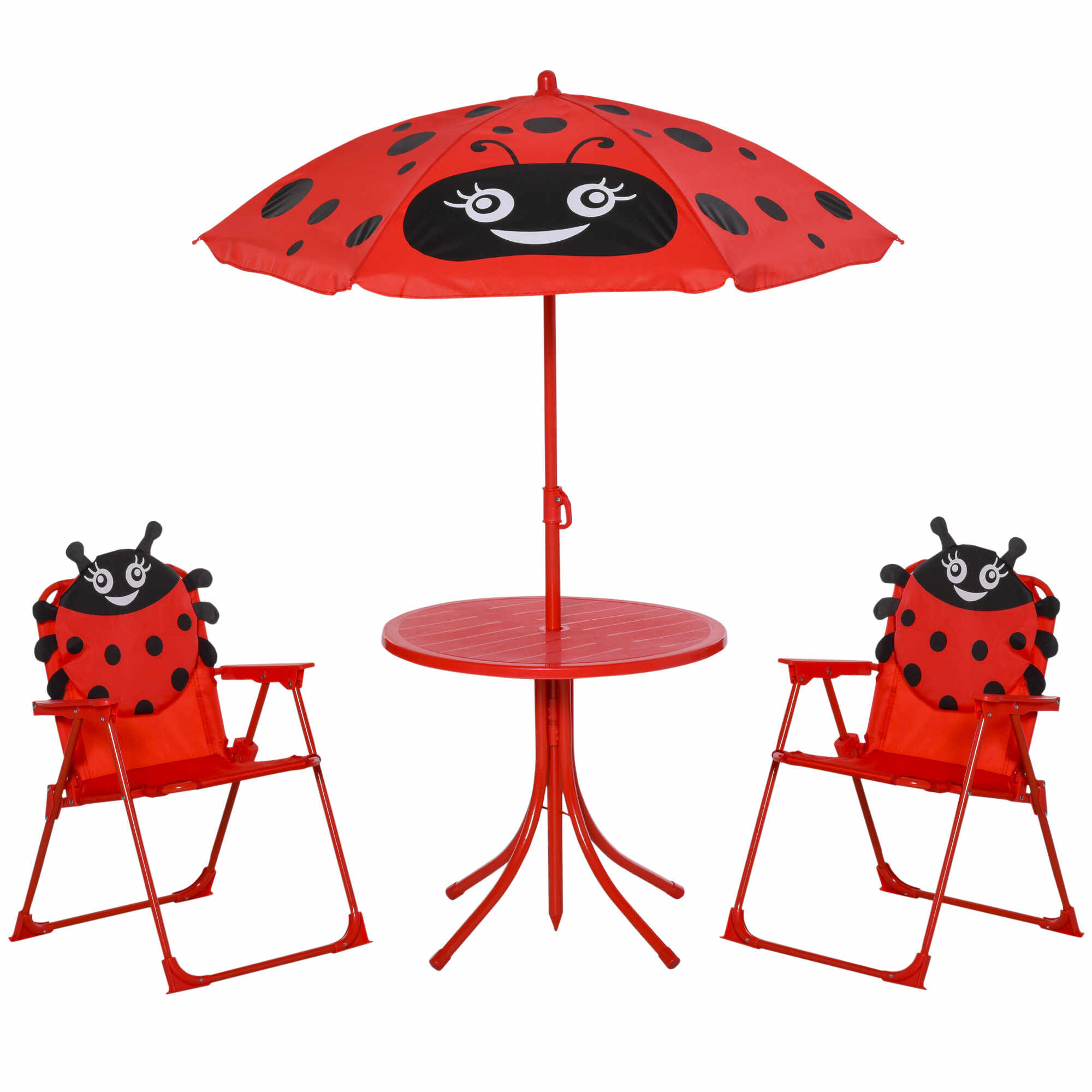 Outsunny, set masa, scaune, umbrela pentru copii, rosu | AOSOM.ro