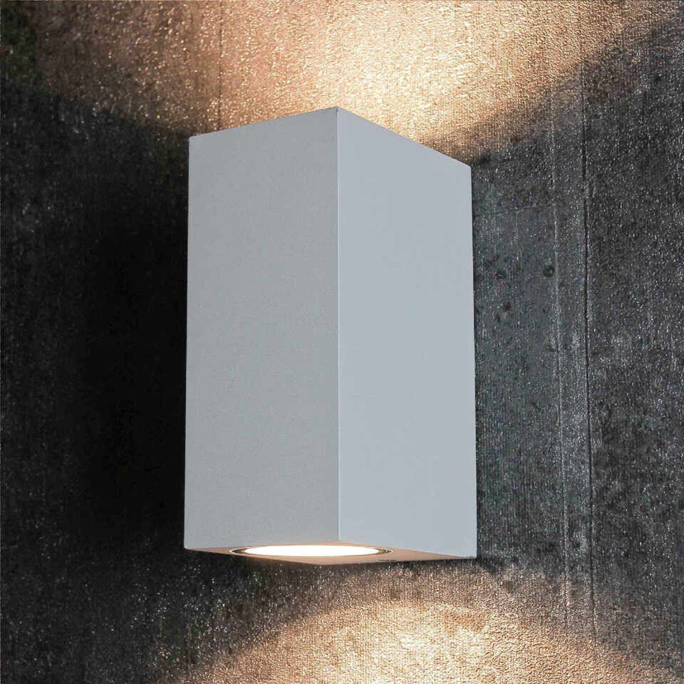 Aplica de perete pentru exterior Licht-Erlebnisse, aluminiu, alb, 6,8 x 15 x 9,2 cm