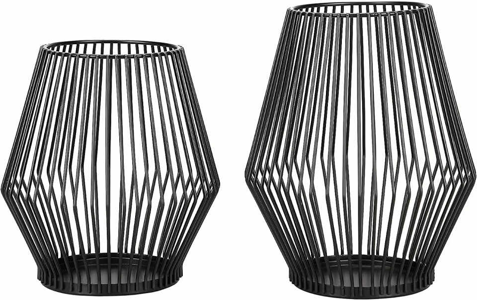 Set de 2 suporturi pentru lumanari Encoft, metal, negru
