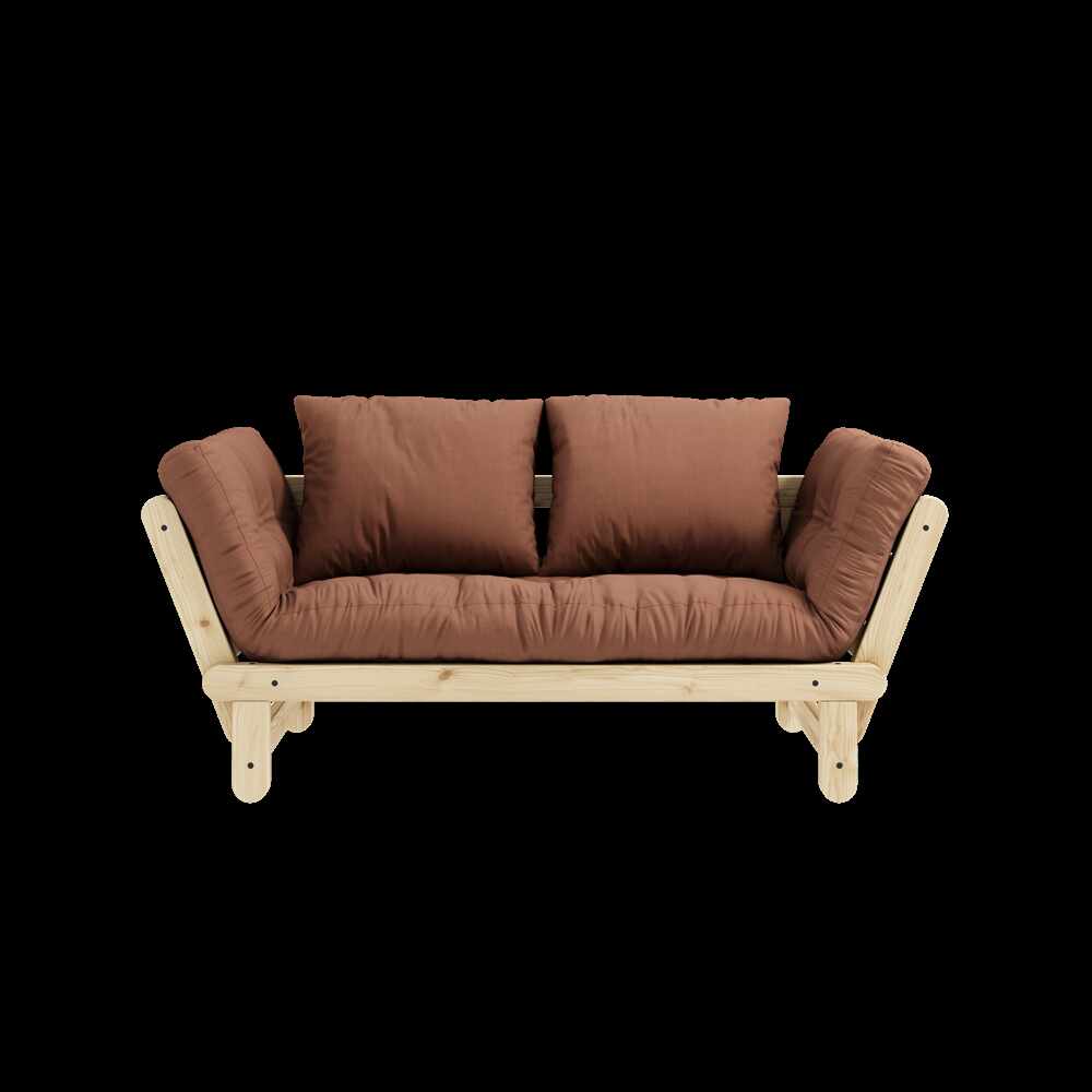 Canapea Extensibila 2 locuri, stofa si cadru lemn de pin, Beat Natural Clay Brown, l162xA80xH77 cm