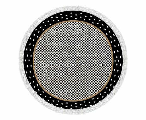 Covor rotund Adele, textil, negru/gri, 100 cm