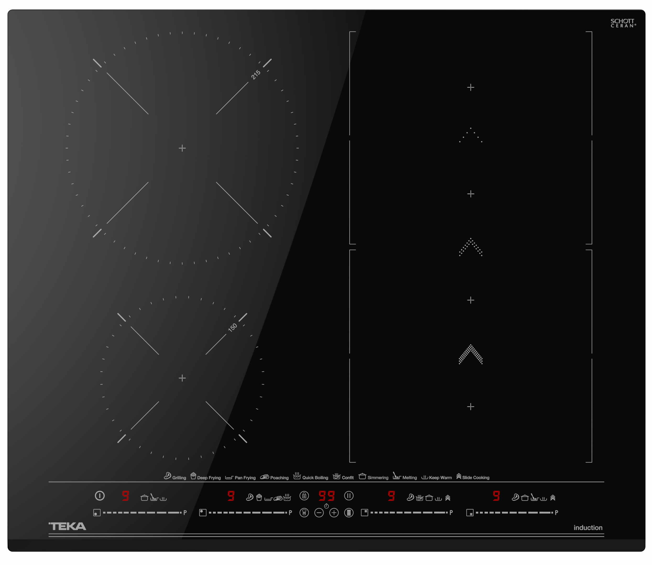 Plita inductie incorporabila Teka IZS 66800 cu 4 zone 60cm Flex SlideCooking Cristal negru