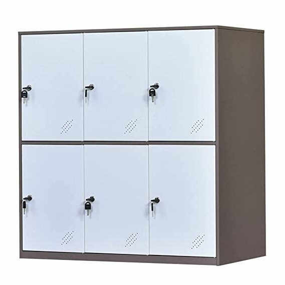 Cabinet Mecolor, metal, alb/gri, 92,5 x 45 x 90 cm