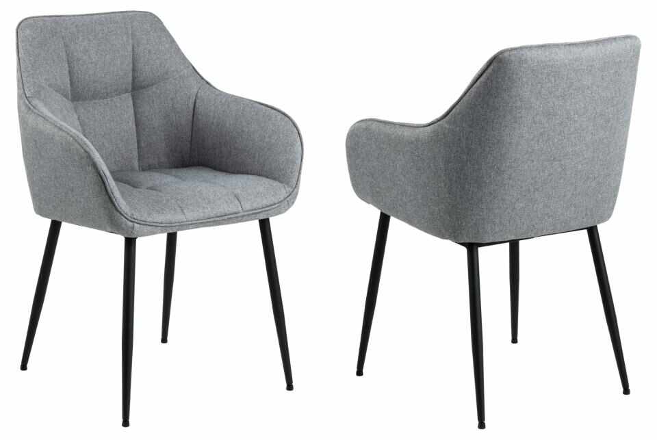 Set 2 scaune tapitate cu stofa si picioare metalice Brenda Gri deschis / Negru, l59xA54,5xH84,5 cm