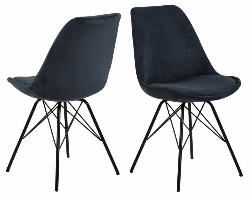 Set 2 scaune tapitate cu stofa si picioare metalice Eris Antracit / Negru, l48,5xA54xH85,5 cm