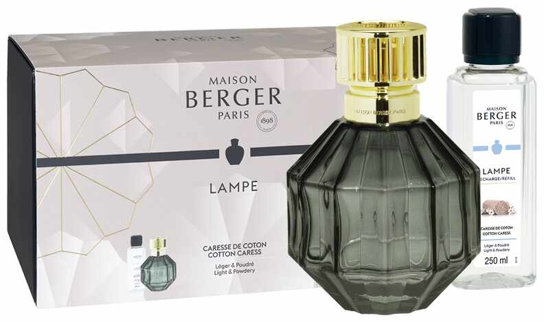 Set Berger lampa catalitica Berger Facette Noire cu parfum Caresse de Coton