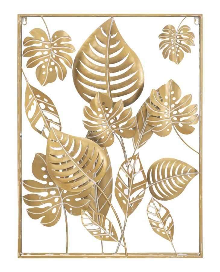Decoratiune metalica de perete, Jungle Ret Auriu, l60xA6,5xH80 cm