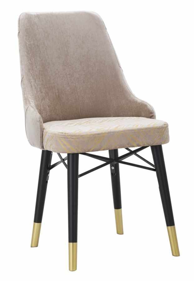 Set 2 scaune tapitate cu stofa si picioare din lemn Venus Velvet Gri / Negru / Auriu, l50xA54xH93 cm