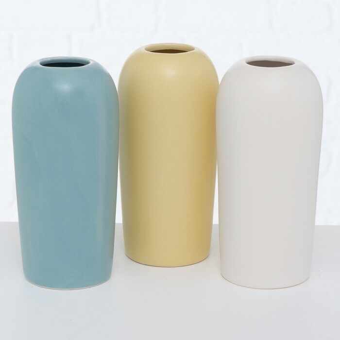 Set 3 vaze decorative din ceramica, Cortina Multicolor Mat, Modele Asortate, Ø8xH17 cm