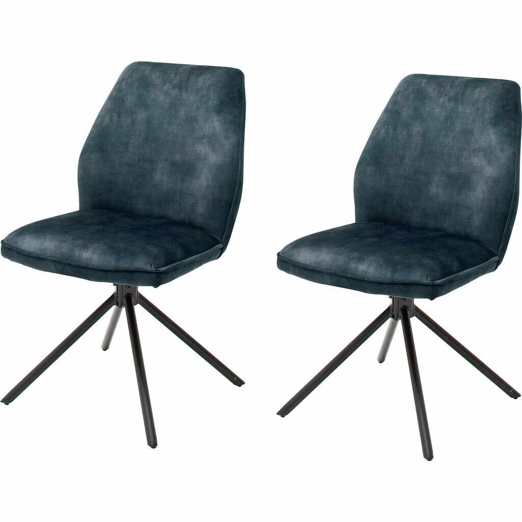 Set 2 scaune rotative tapitate cu stofa si picioare metalice, Ottawa Petrol / Negru, l54xA64x89 cm