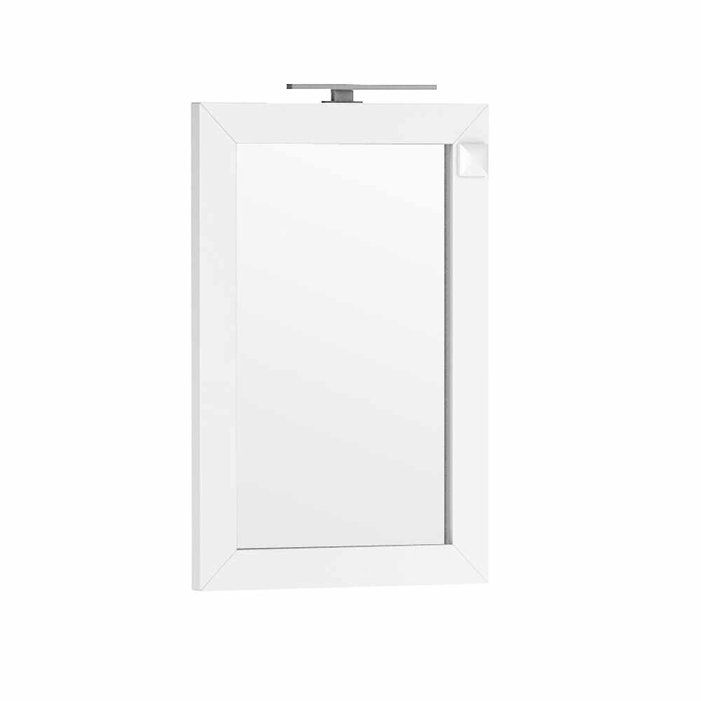 Oglinda cu iluminare si priza Oristo Wave alb 60x90 cm