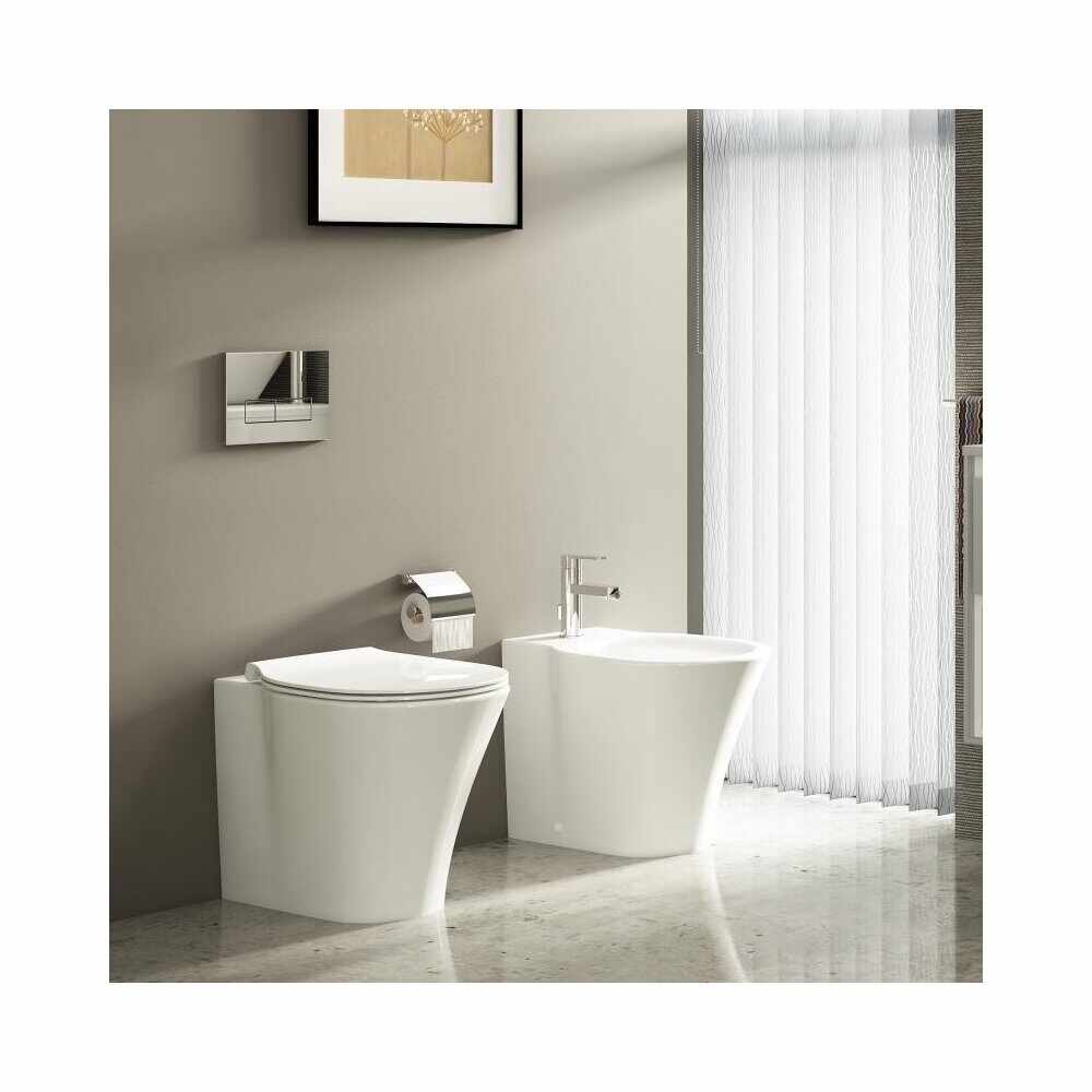 Set vas wc pe pardoseala btw cu capac softclose slim si bideu Ideal Standard Connect Air Aquablade
