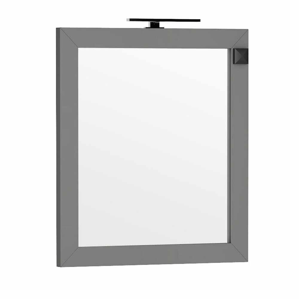Oglinda cu iluminare si priza Oristo Wave gri 80x90 cm