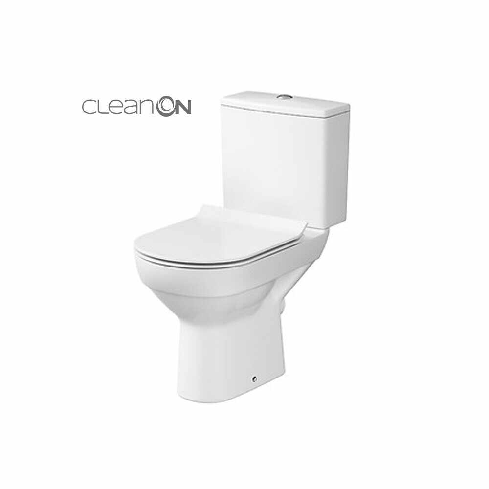 Set vas wc pe pardoseala Cersanit City New Clean On cu rezervor si capac inchidere lenta
