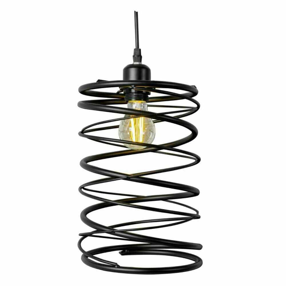 Pendul spirala metalica tip industrial negru Rea APP200-1CP