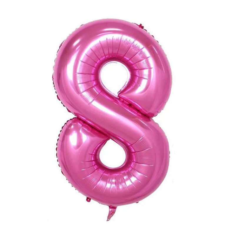Balon aniversar Haioo, cifra 8, roz, 66 cm