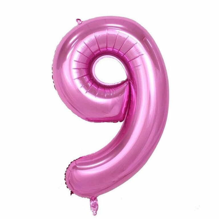 Balon aniversar Haioo, cifra 9, roz, 66 cm