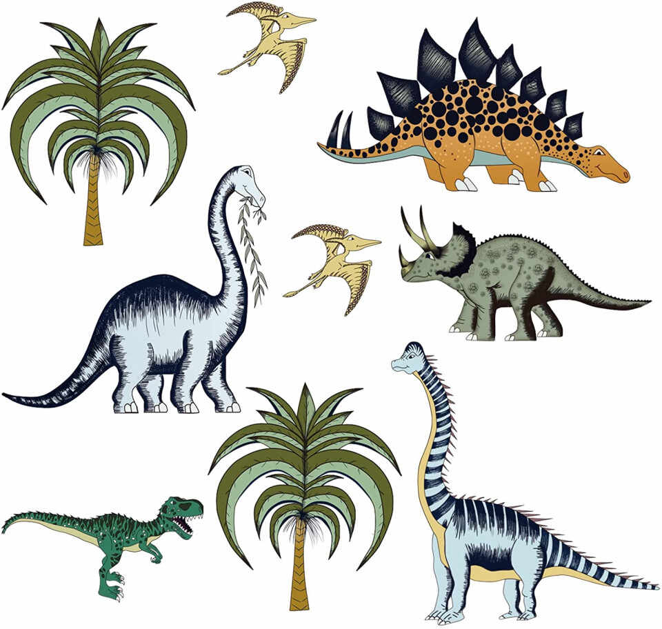 Sticker Decalmile, vinil, model cu dinozauri, multicolor