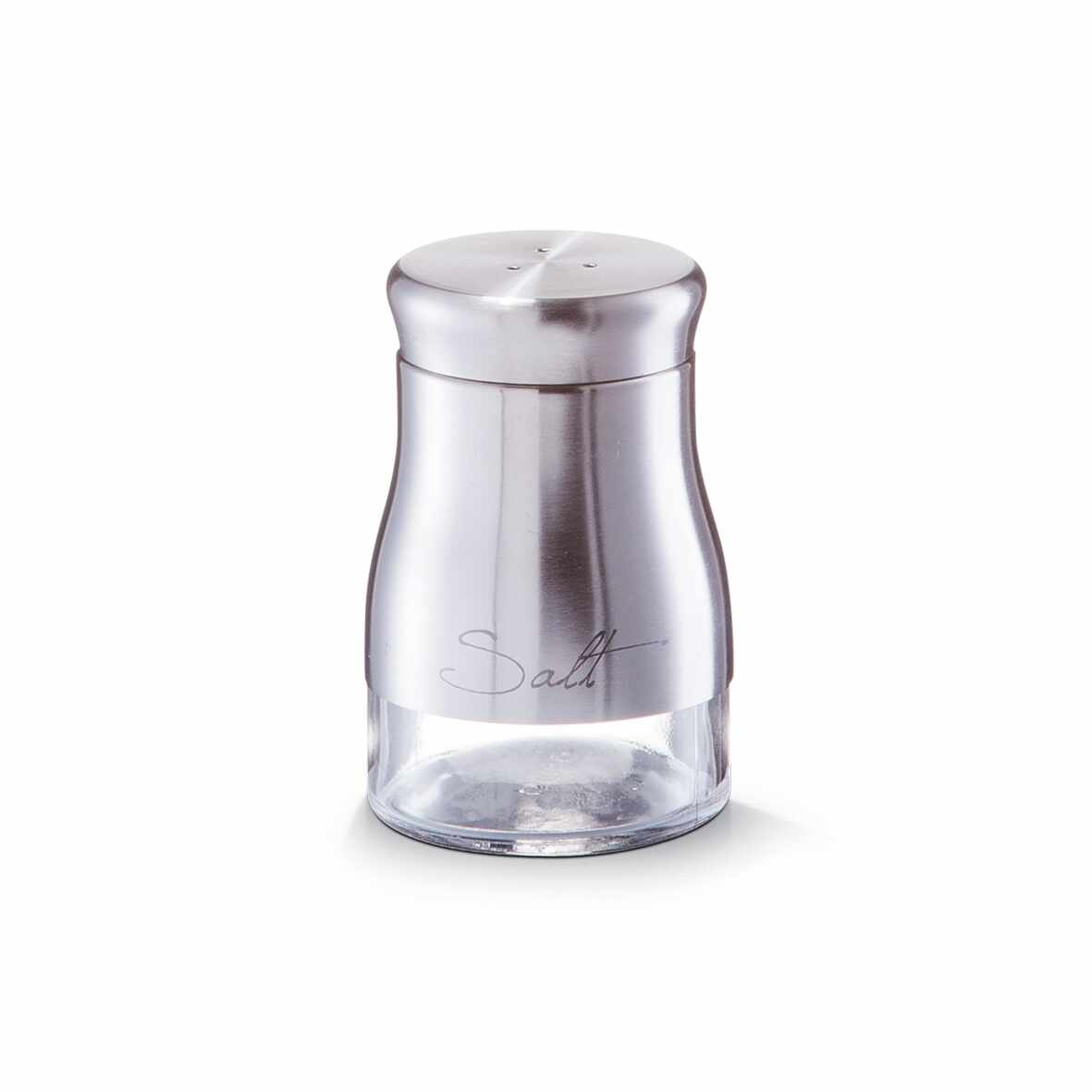 Solnita din sticla si inox Salt, Silver 150 ml, Ø 6xH9,5 cm