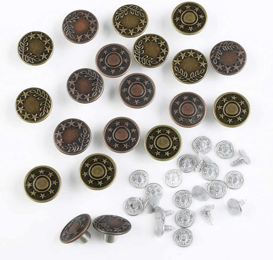 Set de 20 nasturi Naler, metal, bronz/cupru, 1,7 cm