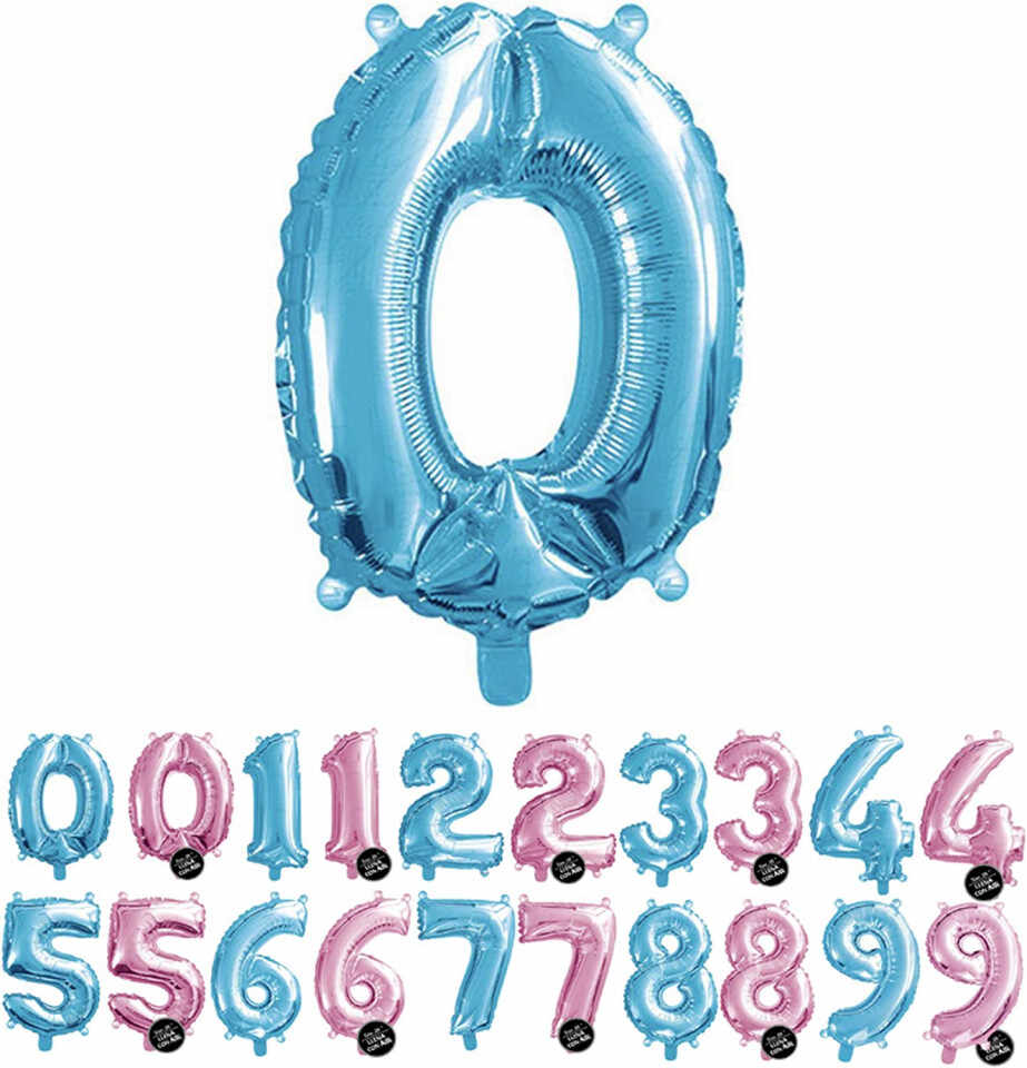Balon aniversar Haioo, cifra 0, albastru, 66 cm