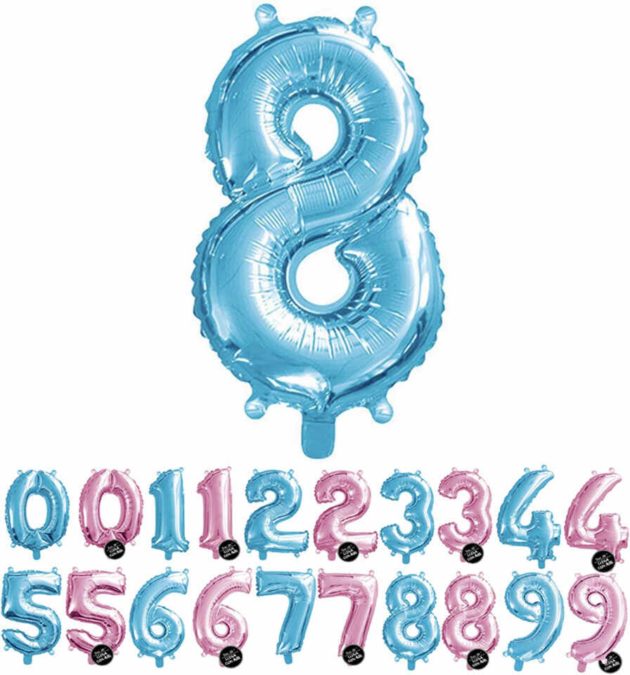 Balon aniversar Haioo, cifra 8, albastru, 66 cm