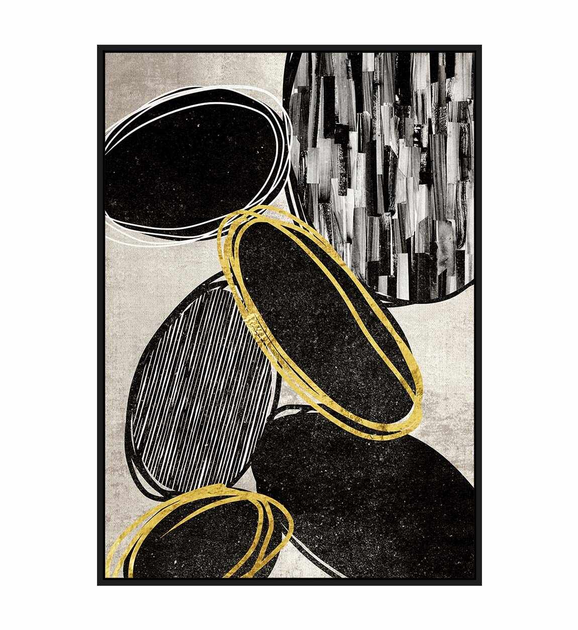 Tablou Canvas Arles Black Ovals Multicolor, 102 x 152 cm