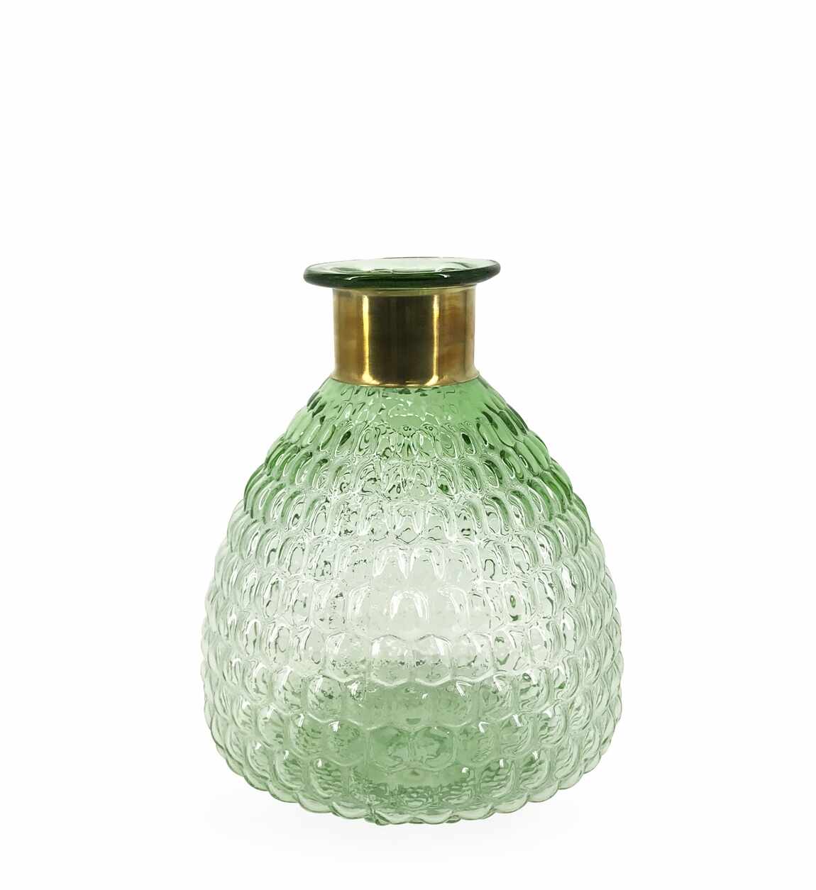 Vaza decorativa din sticla si metal Smith Low Verde, Ø22xH26 cm