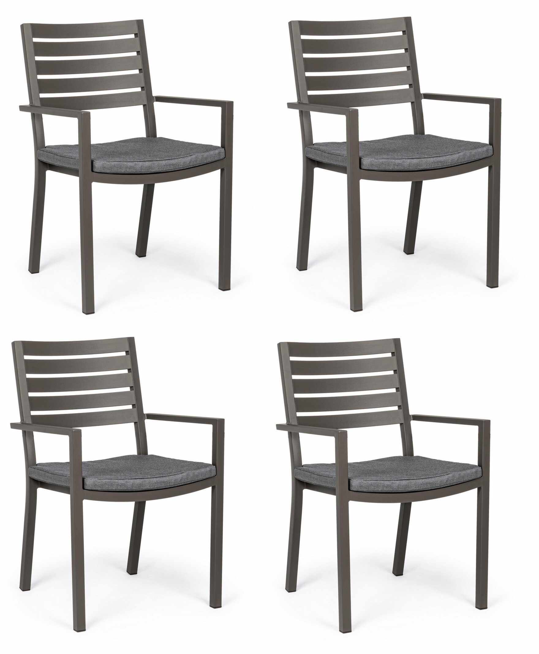 Set 4 scaune de gradina / terasa din metal cu perne detasabile, Helina Gri / Grej, l55xA56,5xH86,5 cm