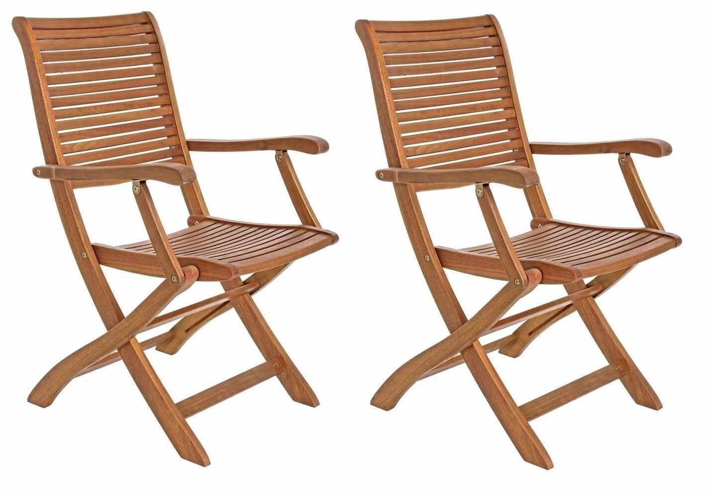 Set 2 scaune pliabile de gradina / terasa din lemn de salcam Noemi Natural, l55xA64xH94 cm