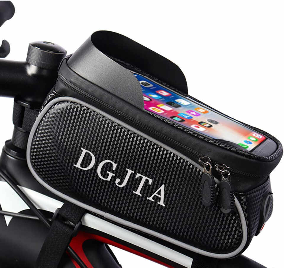 Geanta/suport telefon pentru bicicleta Dgjta, piele PU, negru, 22,8 x 13,9 x 10,9 cm